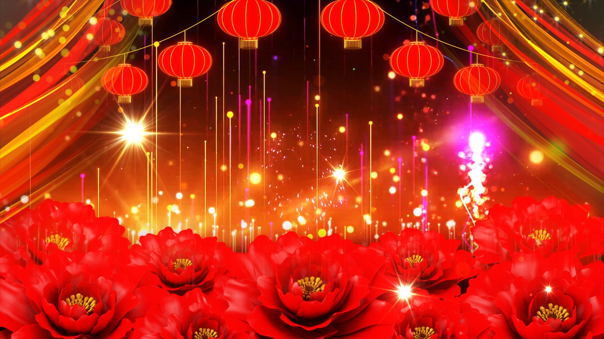 春晚年会开场舞盛世欢歌led配乐成品视频盛世欢歌歌曲背景喜庆舞台